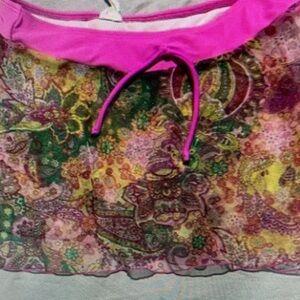 Floral Sheer Crop Top with Pink Trim